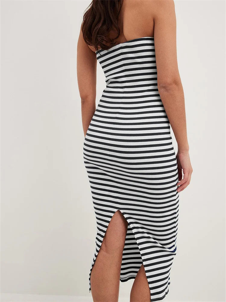 Backless Off-the-Shoulder Bodycon Midi Dress