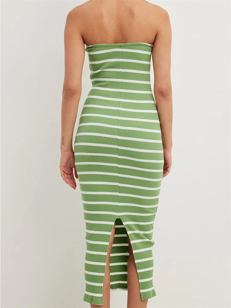 Backless Off-the-Shoulder Bodycon Midi Dress