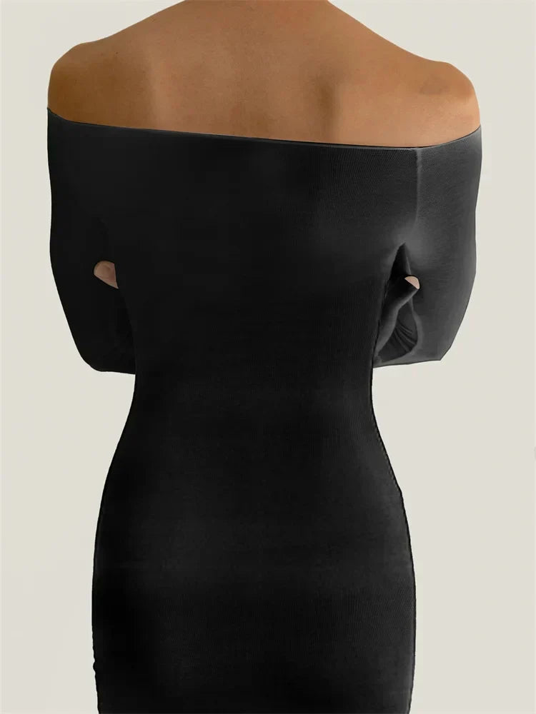 Patchwork Off-the-Shoulder Dress