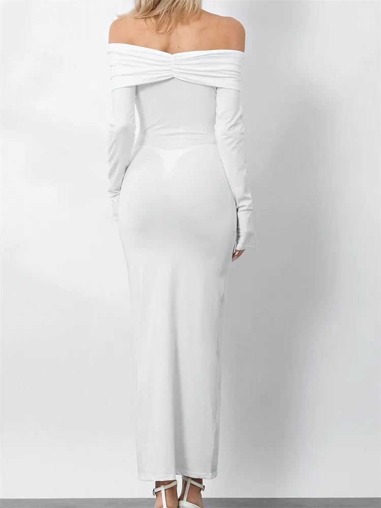 Off-the-Shoulder Ruched Bodycon Dress