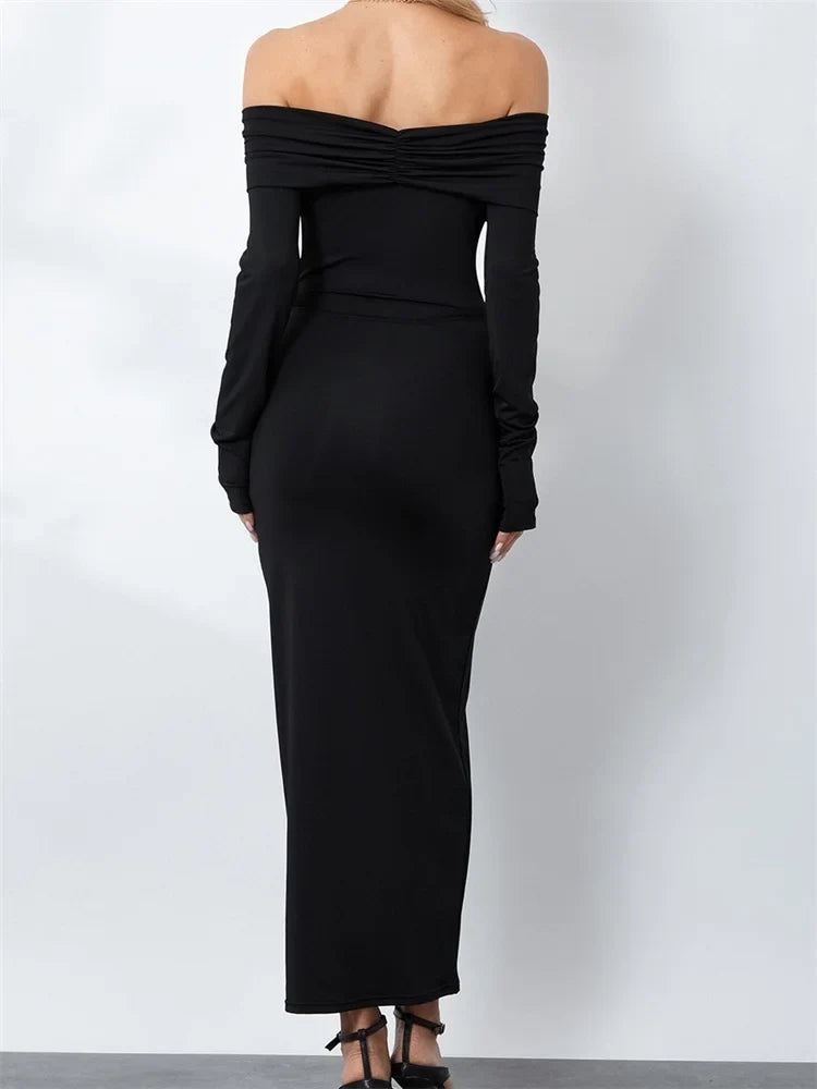 Off-the-Shoulder Ruched Bodycon Dress