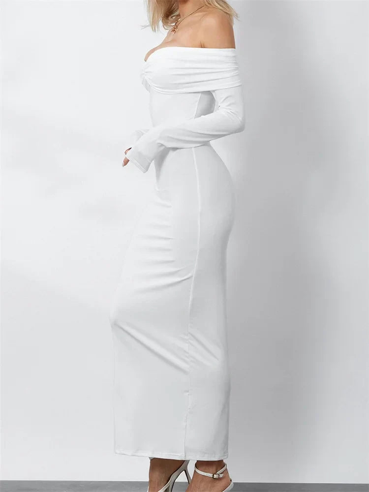 Off-the-Shoulder Ruched Bodycon Dress