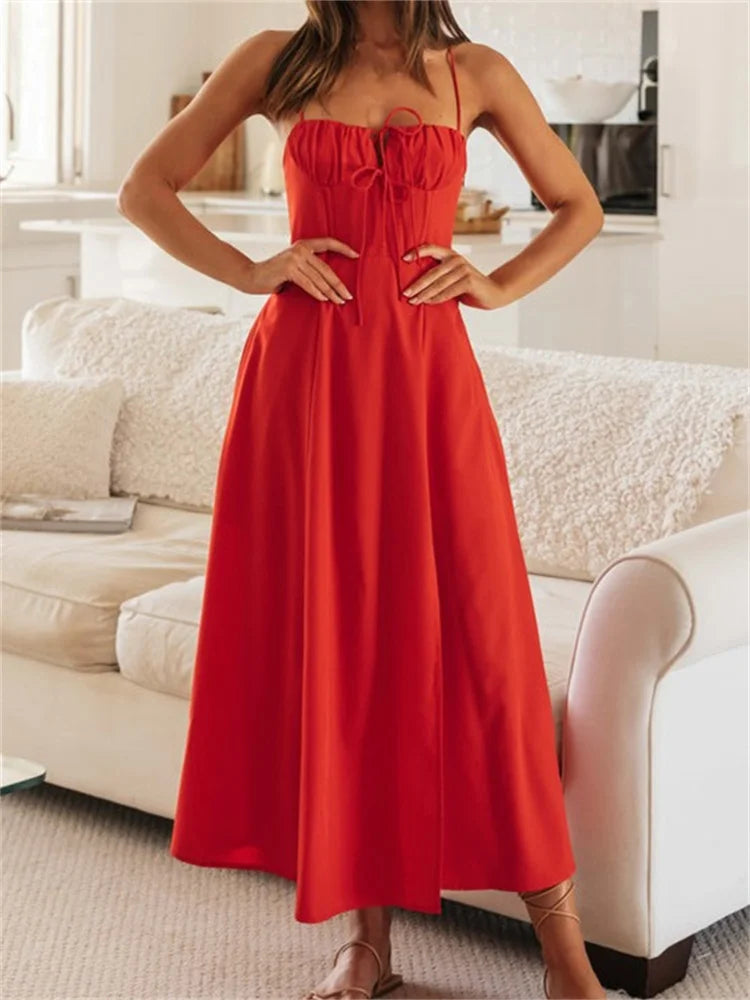 Backless Ruched Midi Dress