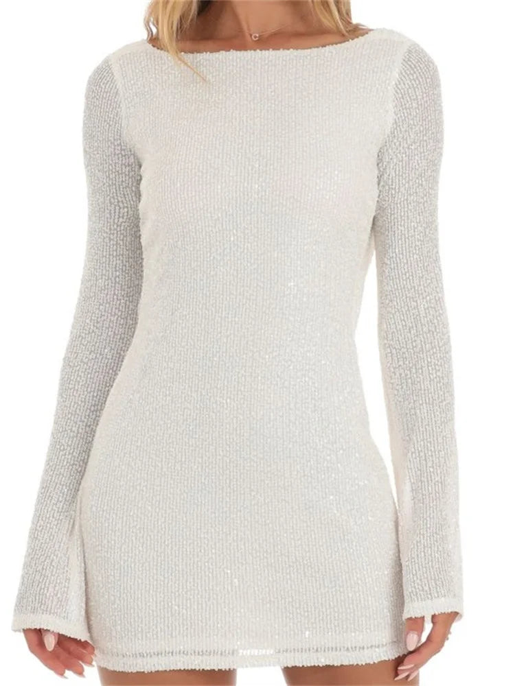 Sequin Backless Mini Dress