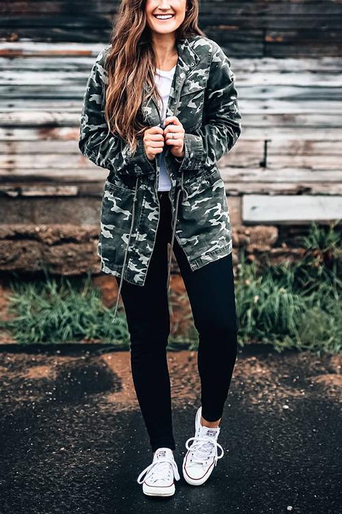 Pockets Drawstring Hoodie Jackets