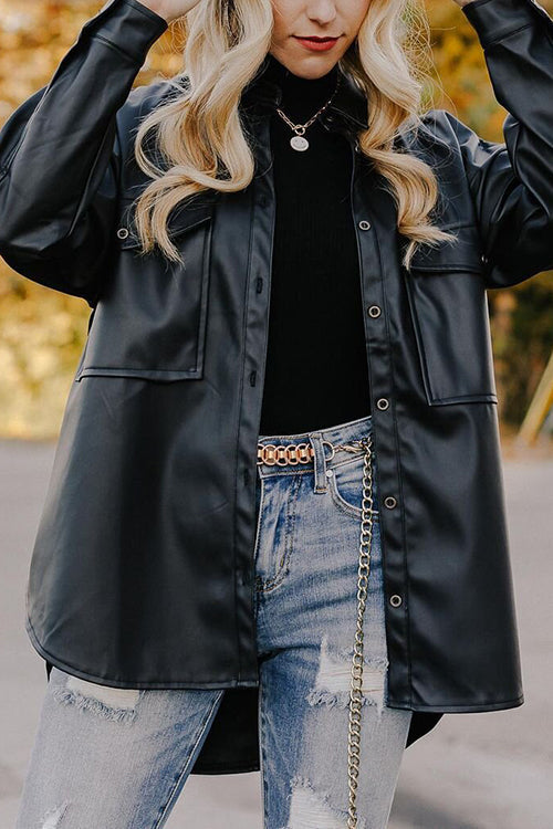 PU Long Sleeve Button Jackets