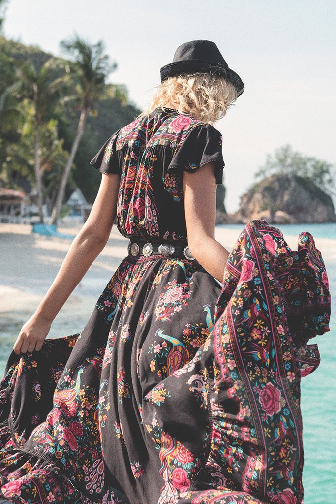 Floral V-Neck Short Sleeve Wrap High Low Midi Dress 2