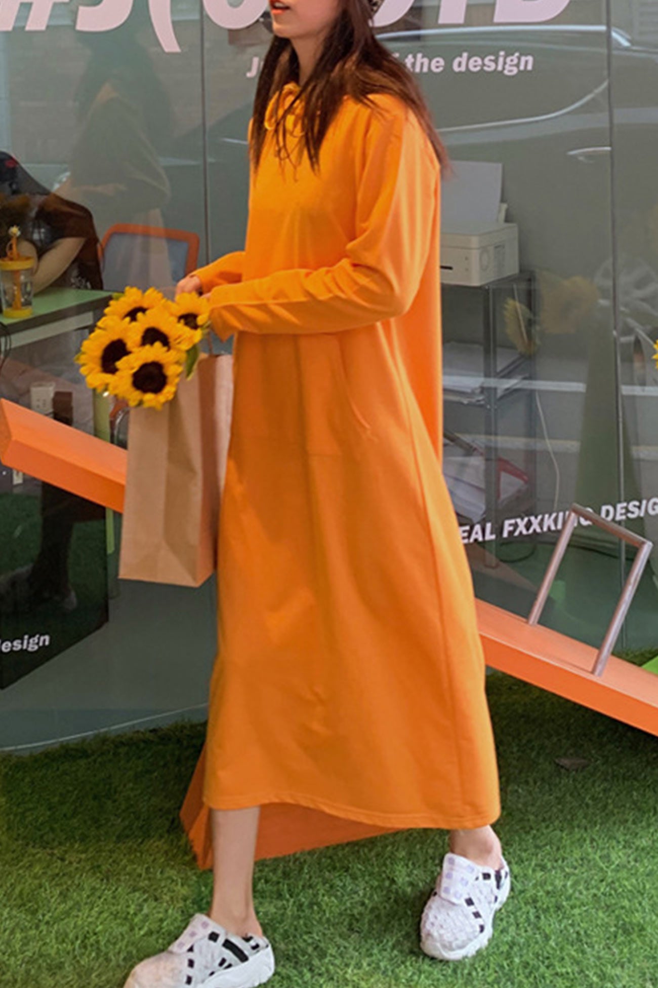 Yvonne Candy Colored Hooded Dress with Urban Everyday Styling