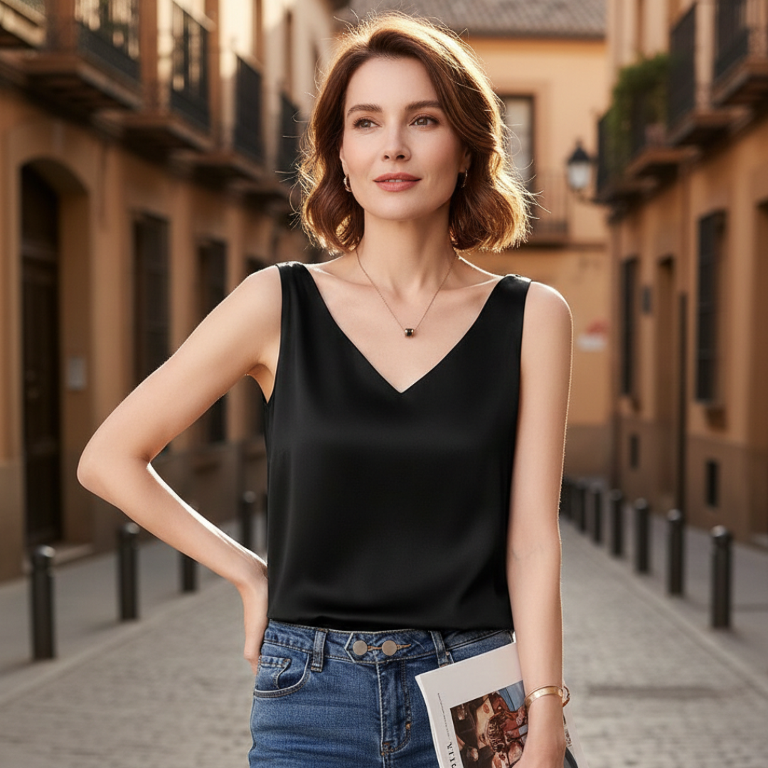 Chic Lightweight Draped Tank Top with Elegant Flow and Versatile Style