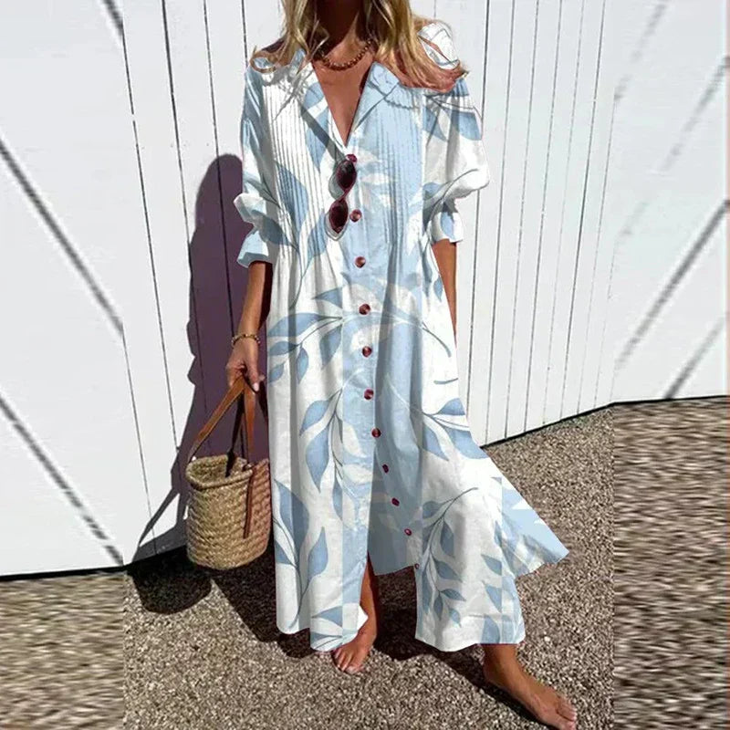 Floral V-Neck Puff Sleeve Tiered Maxi Dress 5