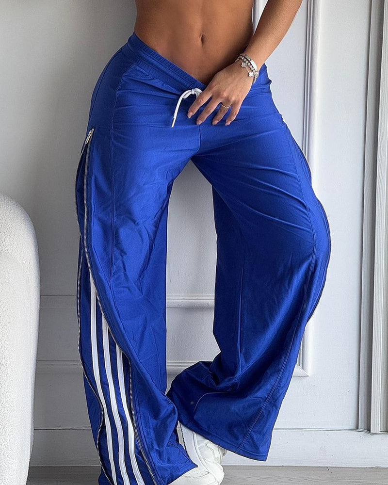 Black Wide Leg Trousers Relaxed Fit All Day Comfort Lightweight Polyester Fabric Casual Work