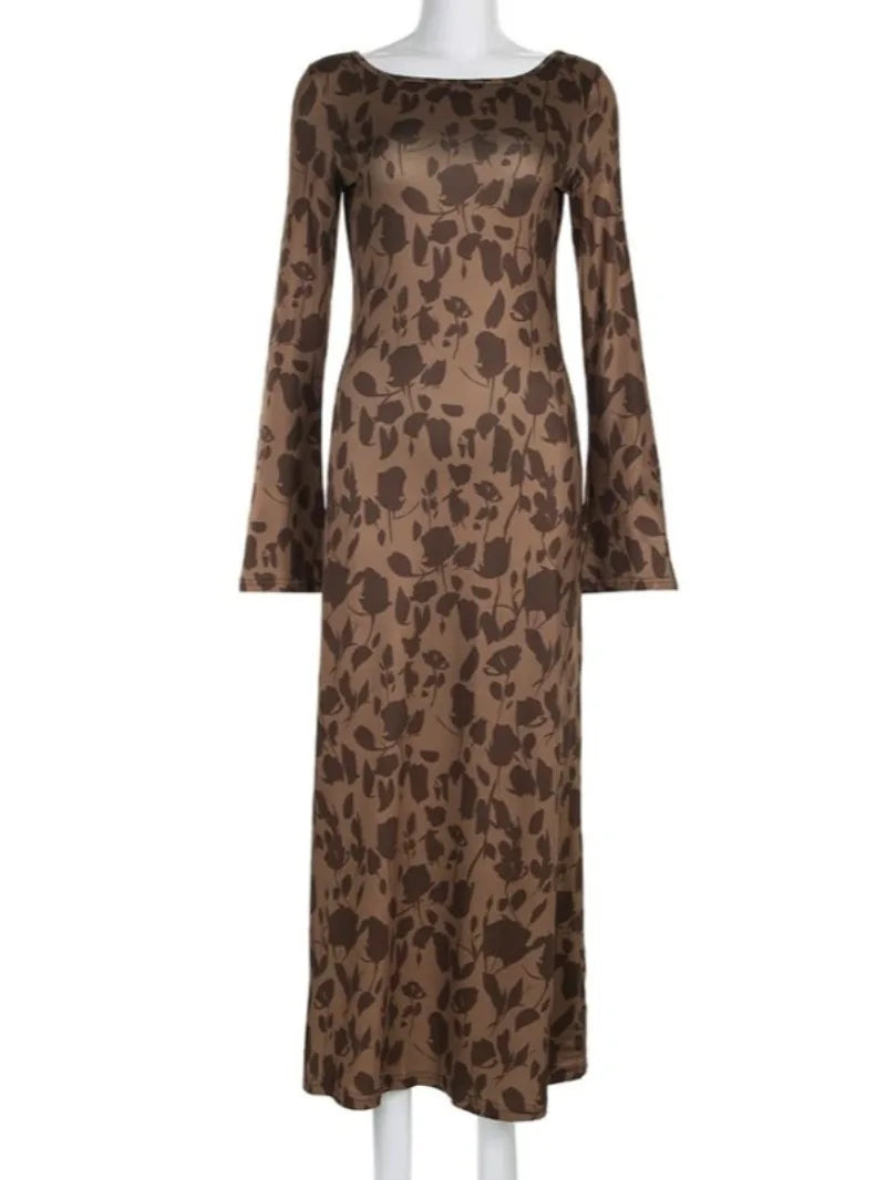 Graceful Oneck High Waist Evening Party Streetwear Maxi Dress