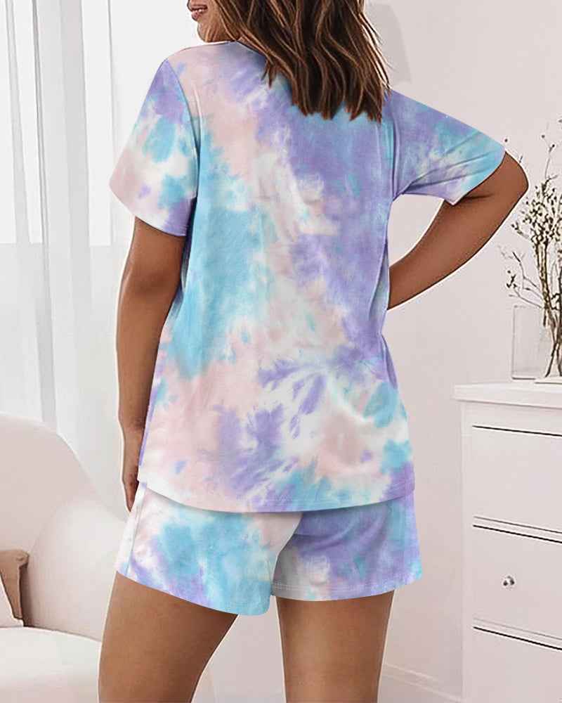 Soft-Stretch Tie-Dye Pajama Set for Women | Comfortable Loungewear wit