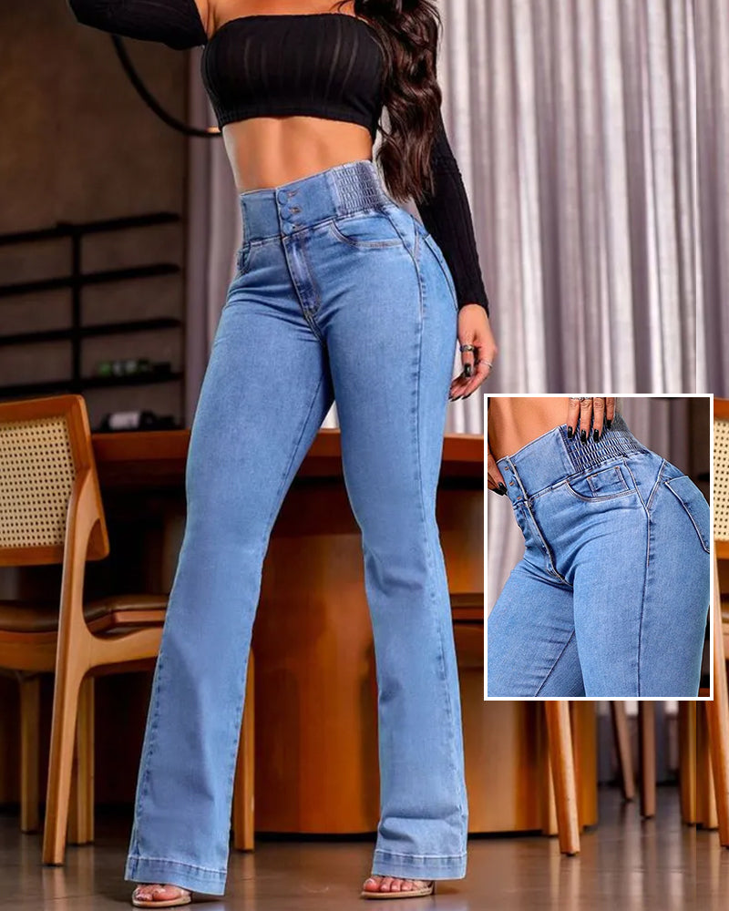 Jamota Catherine High Waist Wide Leg Jeans With Comfortable Stretch Fabric And Premium Cotton Blend - Jamota