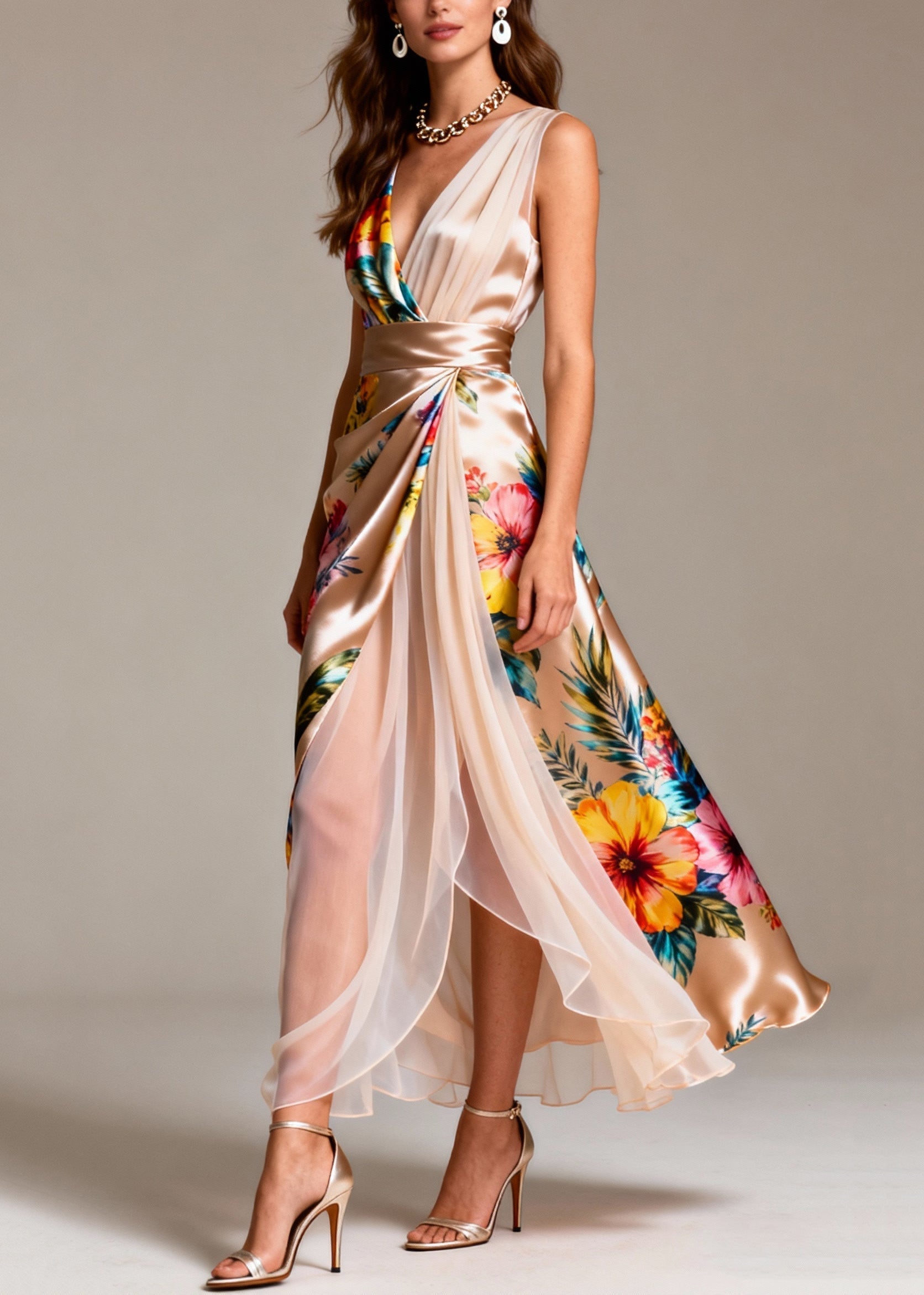 One Shoulder Sleeveless Ric Rac Trim Maxi Summer Dress