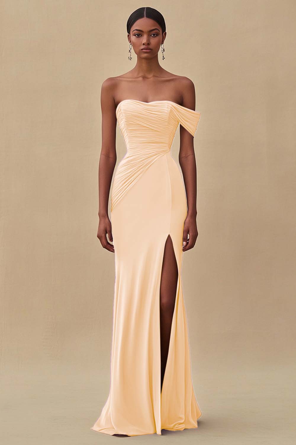 Off Shoulder Purple Mermaid Long Formal Dress with Slit