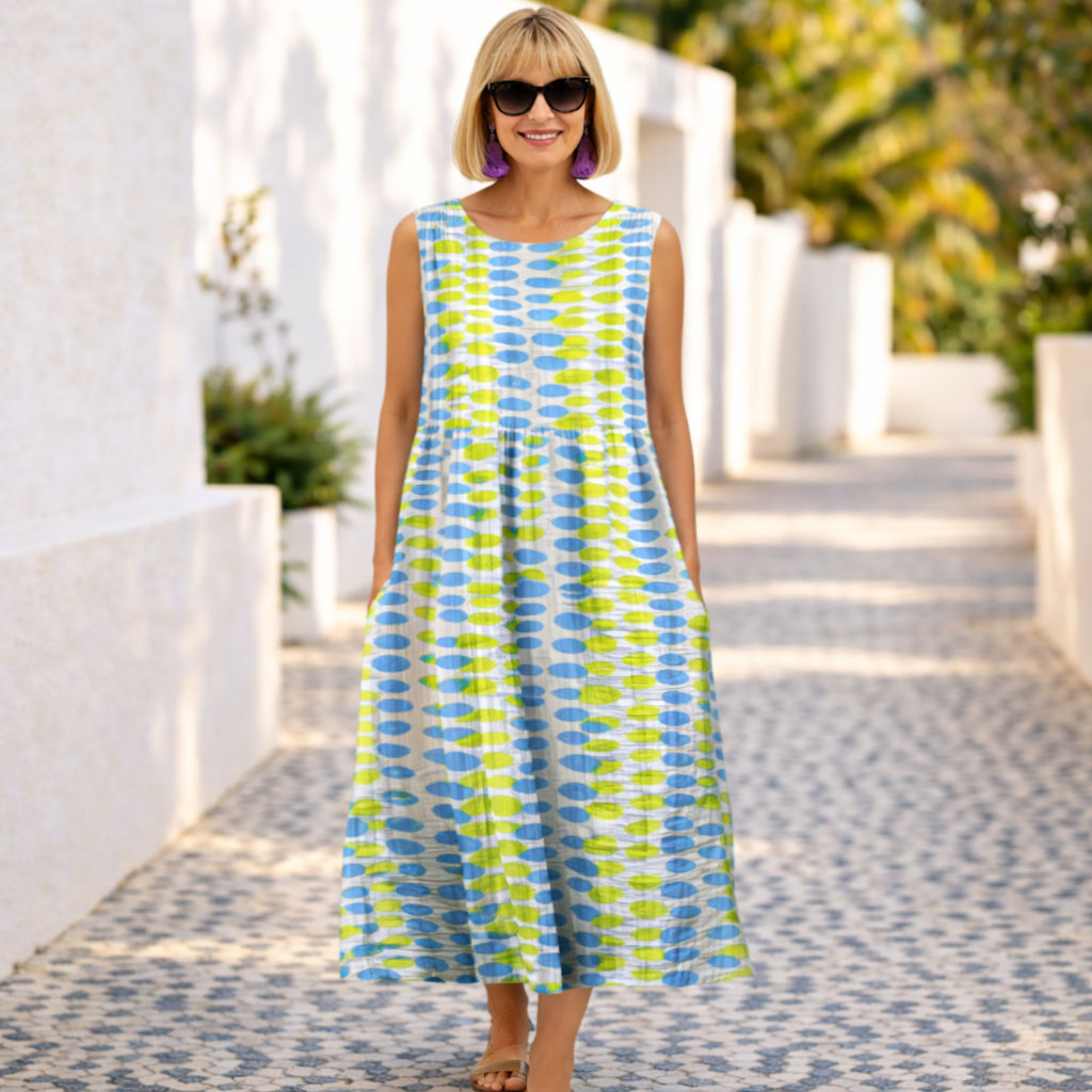 Floral Round Neck Sleeveless Midi Dress