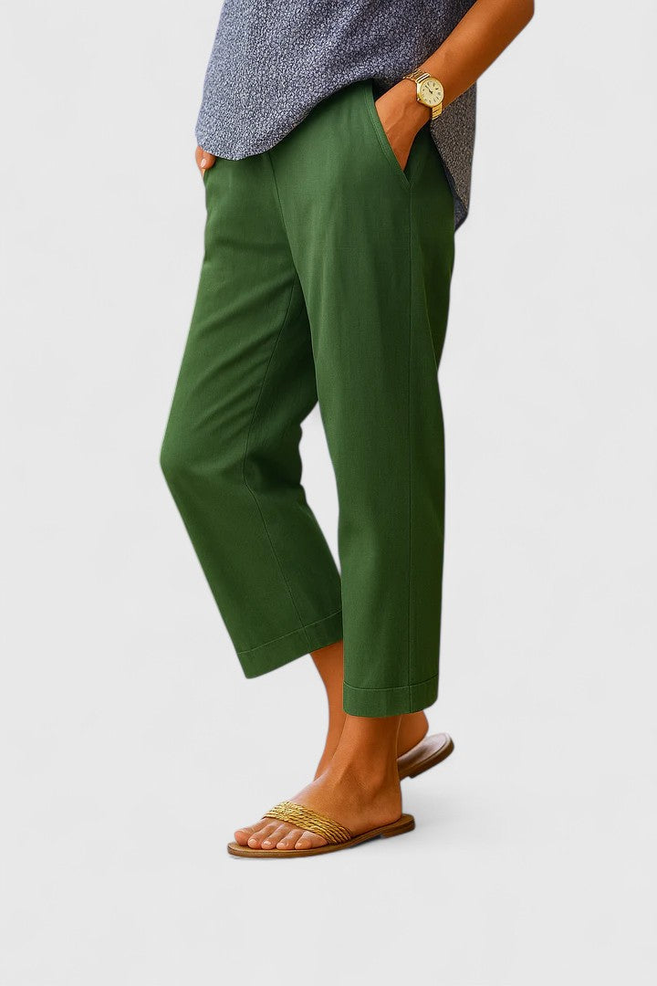 High Waist Tapered Cuffed Hem Pants