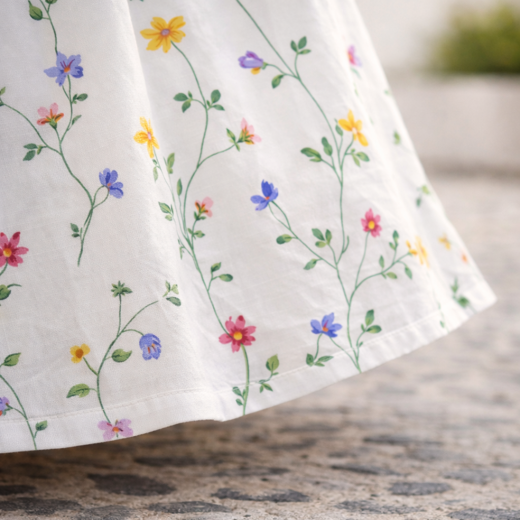 Short Sleeve Floral Print Midi Dress