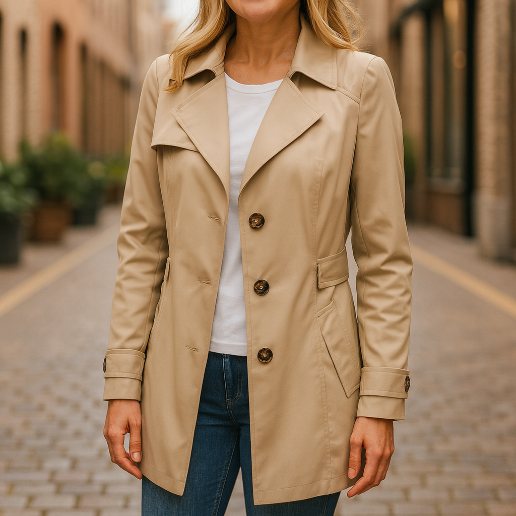 Notch Lapel Single Breasted Short Trench Coat