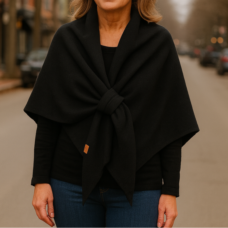 Tie Front Knit Shawl Wrap