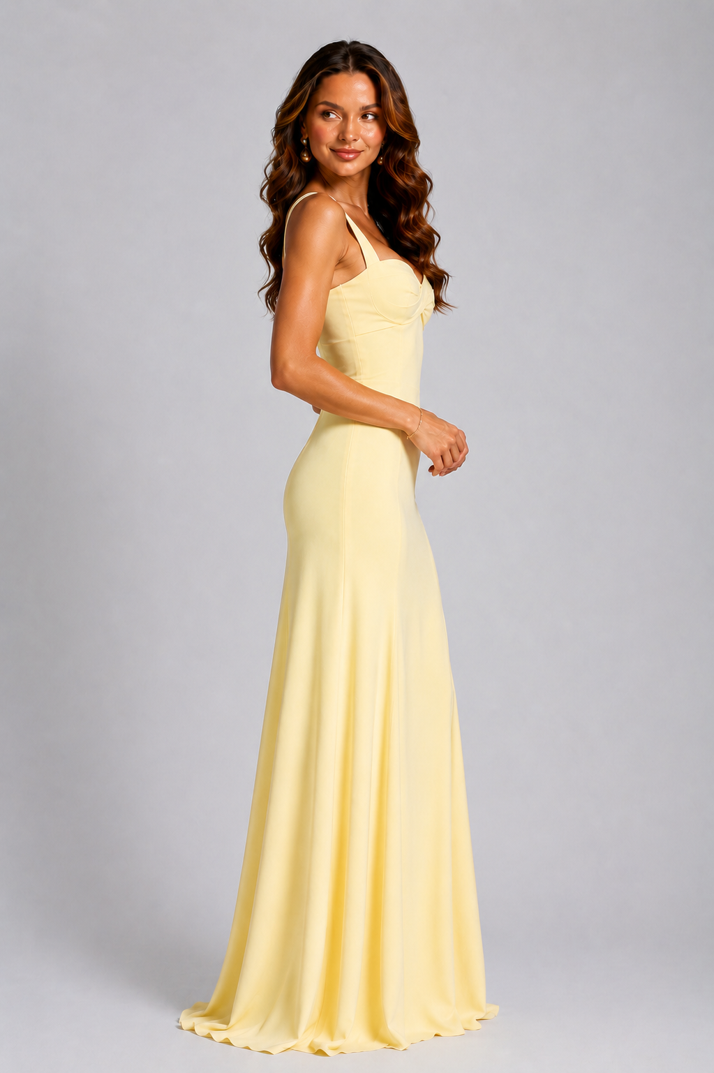 Sweetheart Twist Front Fit and Flare Maxi Gown