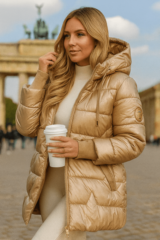 Hooded Zip Front Quilted Longline Puffer Coat