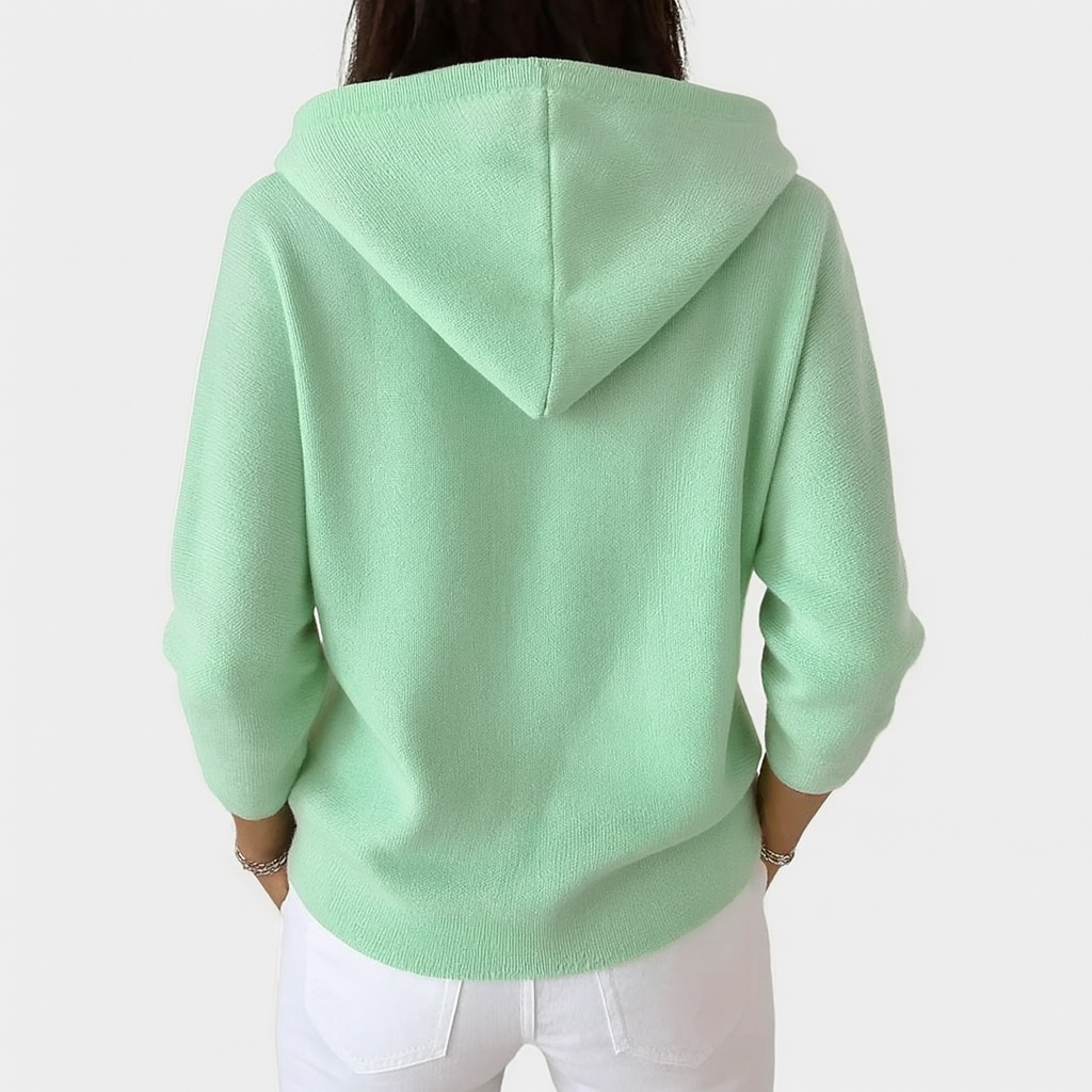 Hooded Button Front Long Sleeve Knit Cardigan