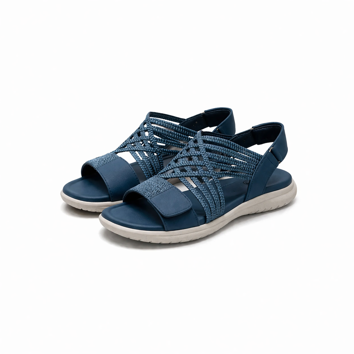 Open Toe Woven Strap Flat Sandals