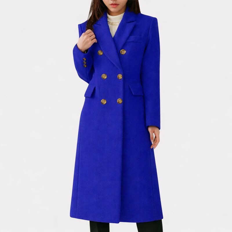 Double Breasted Notch Lapel Longline Coat