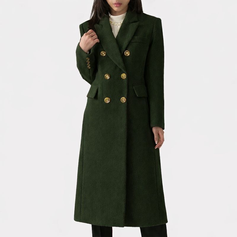 Double Breasted Notch Lapel Longline Coat