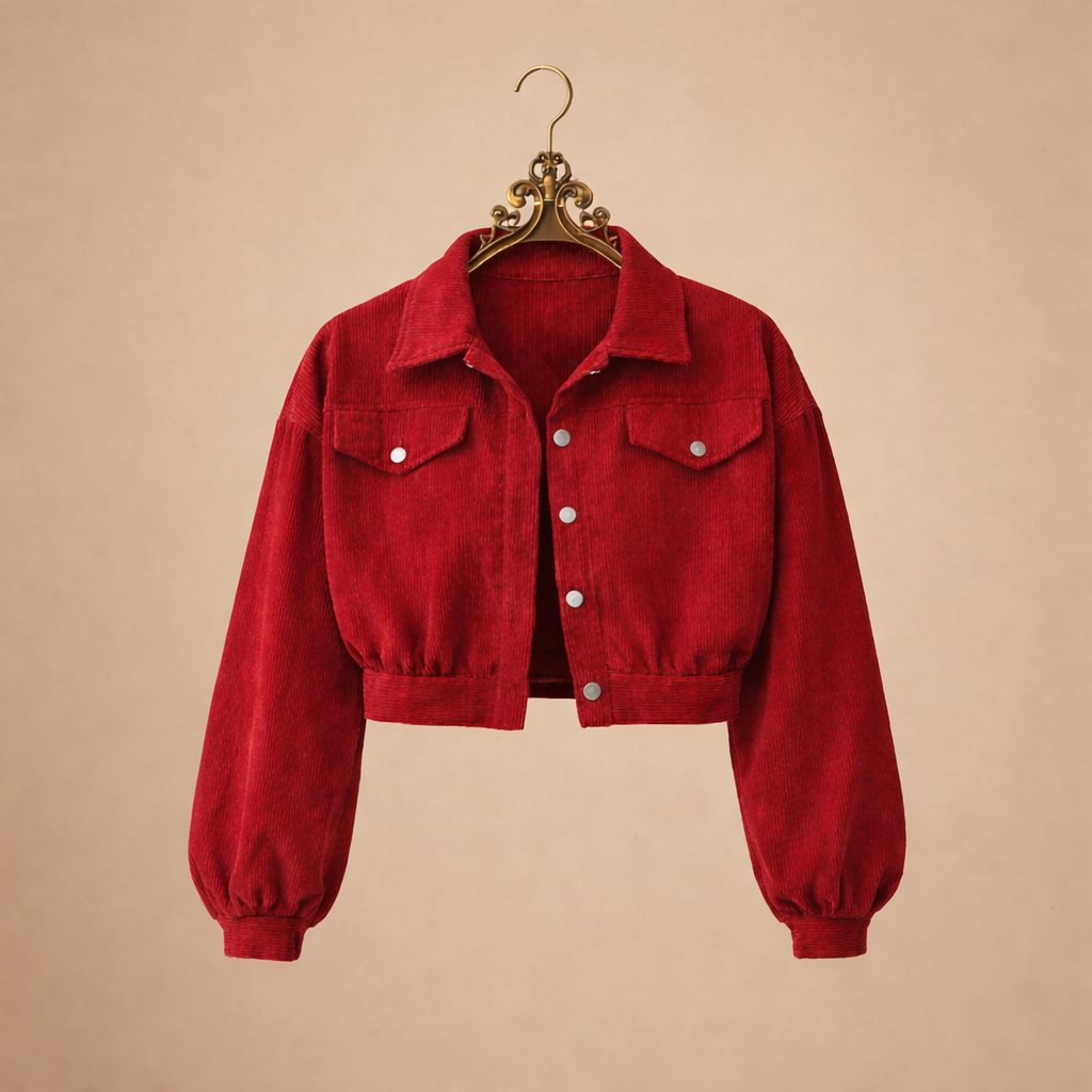 Corduroy Button Front Cropped Jacket 10