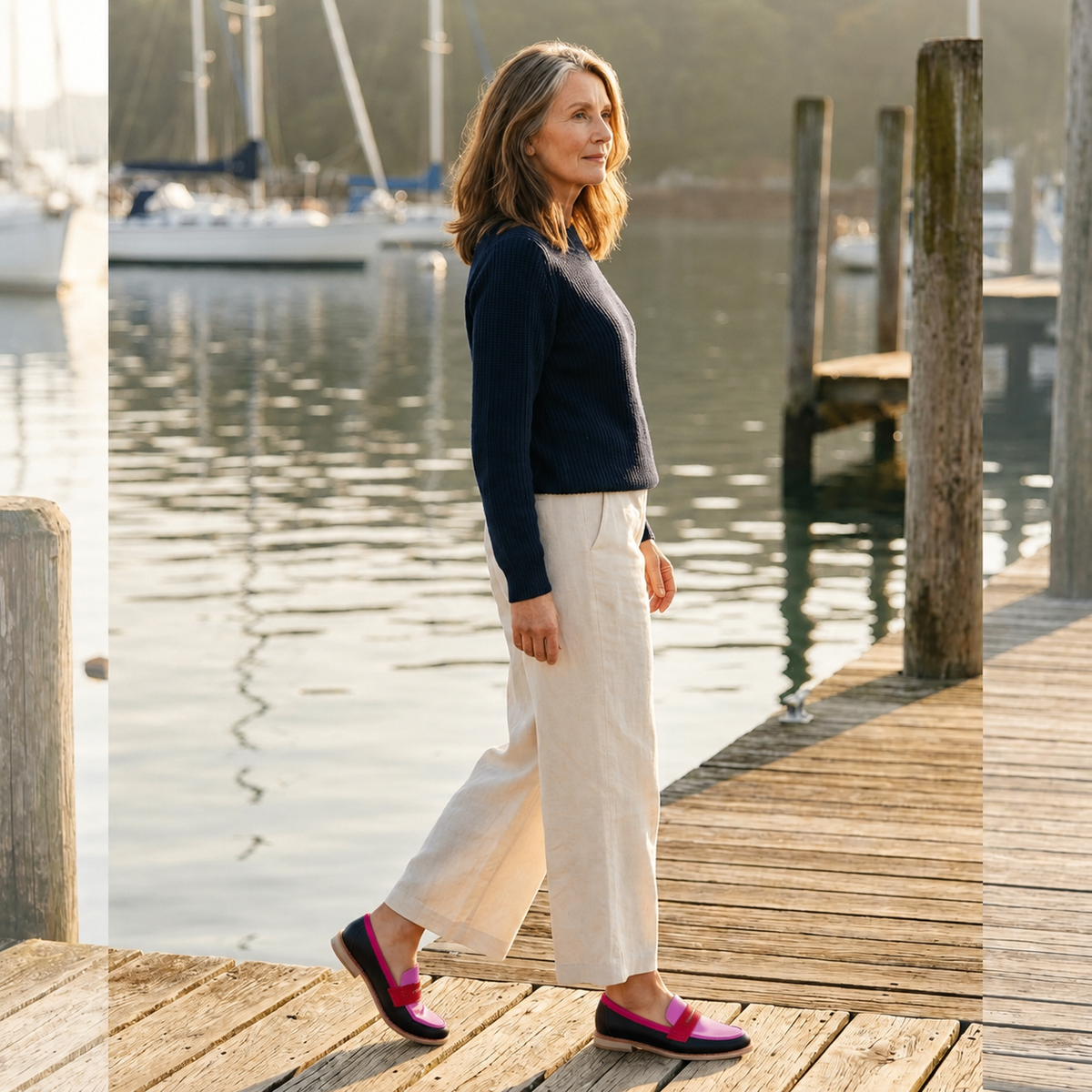 Round Toe Contrast Trim Penny Loafers