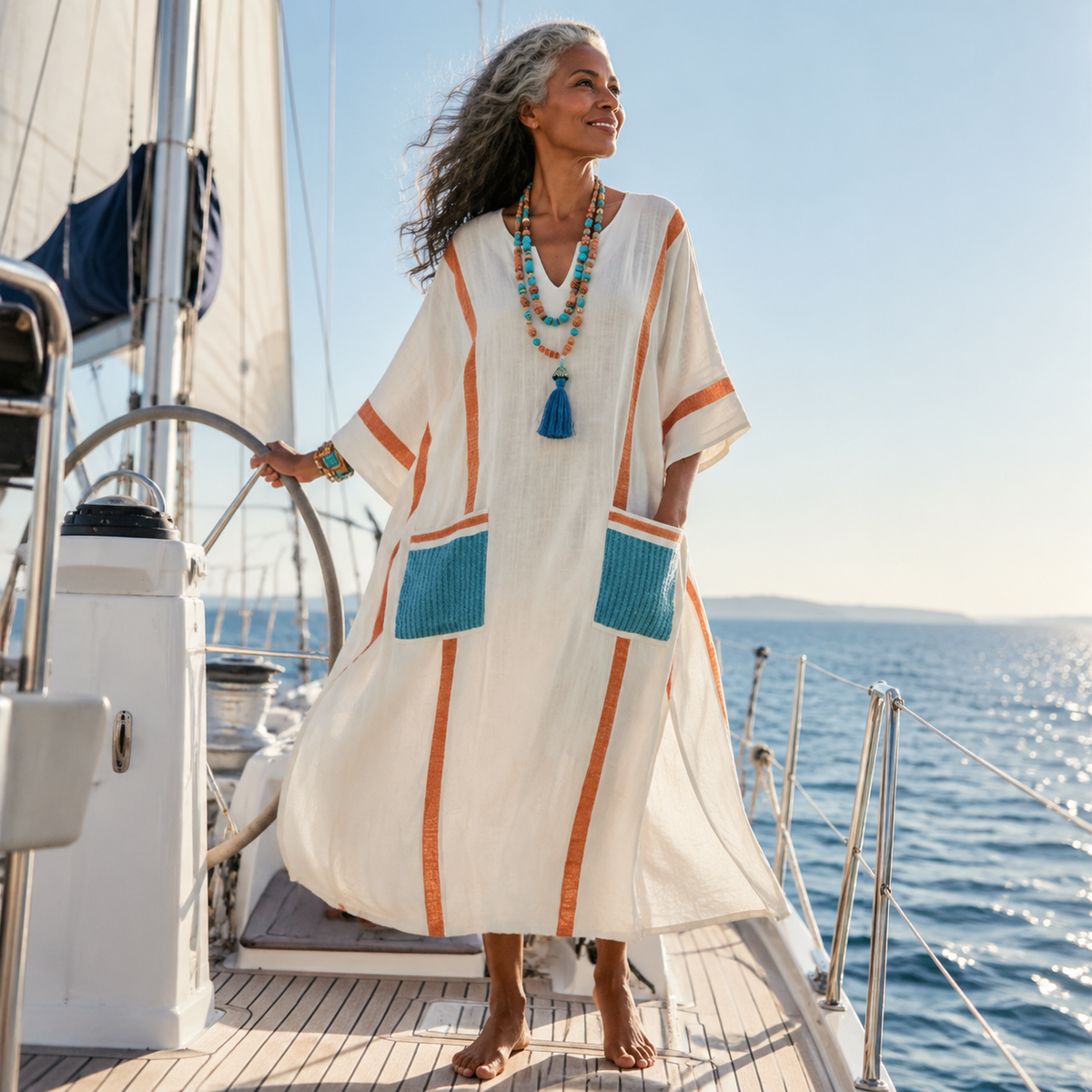 Noemi | V Neck Half Sleeve Pocket Maxi Dress