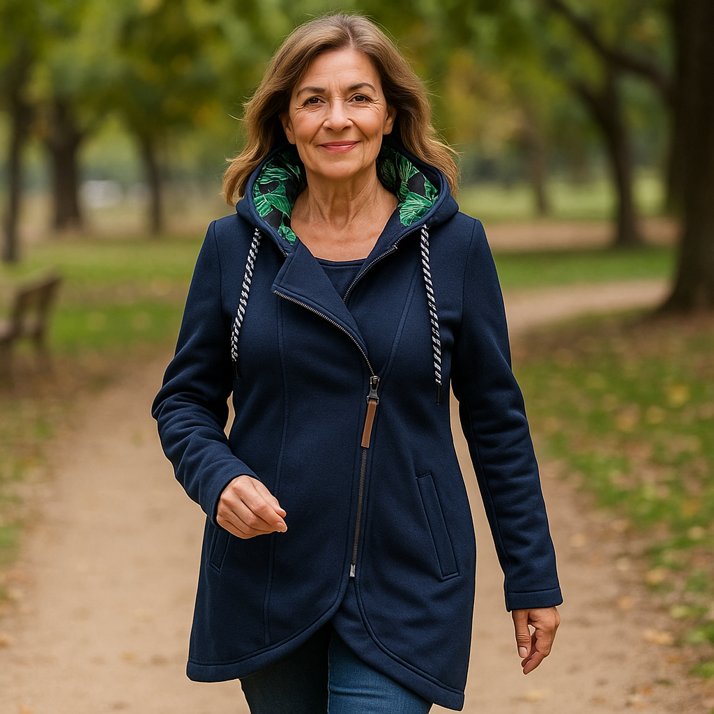 Hooded Asymmetric Zip Front Fleece Coat