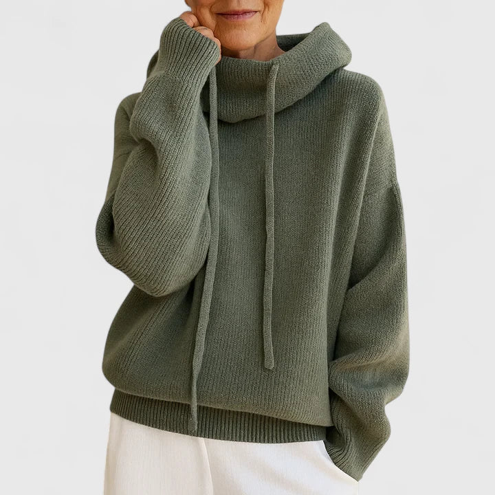 Hooded Drawstring Oversized Knit Sweater