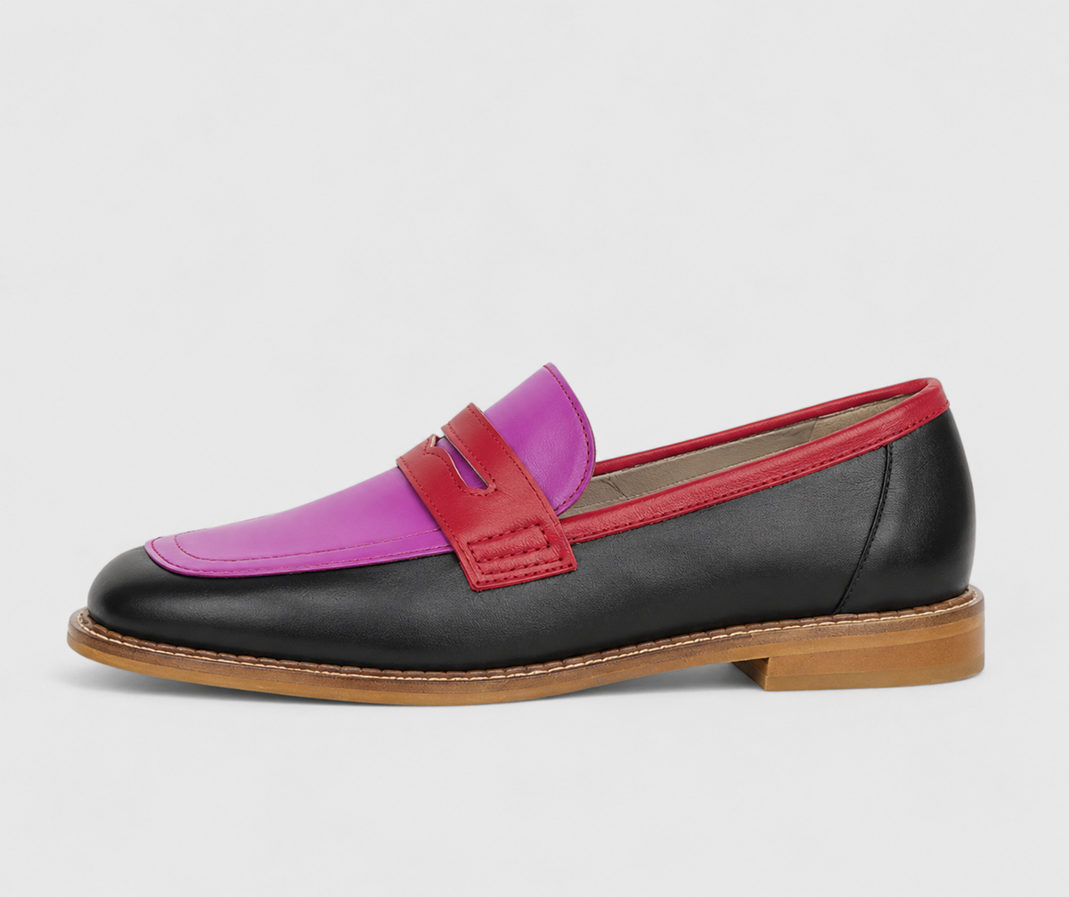 Round Toe Contrast Trim Penny Loafers