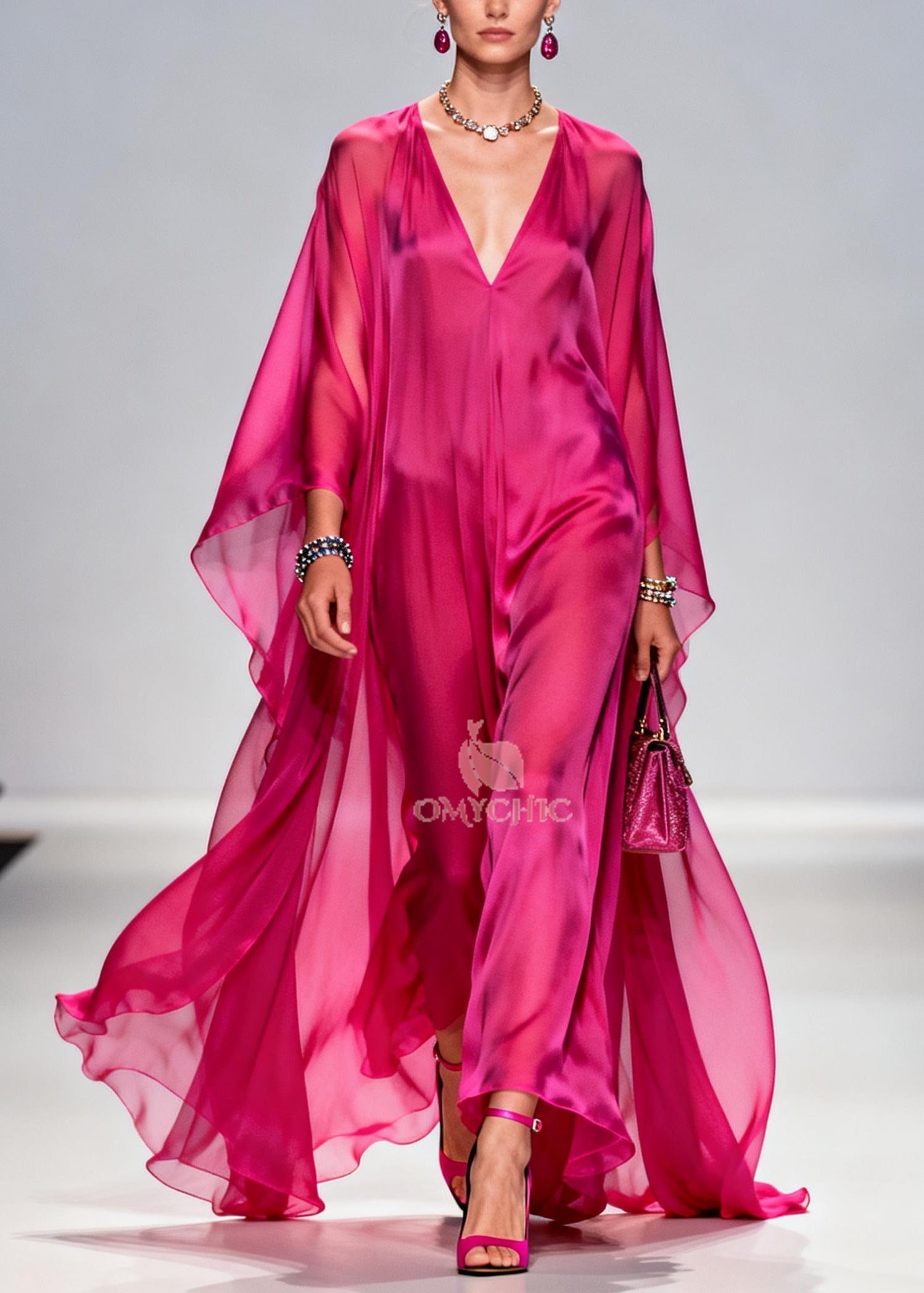 Chic Rose Oversized Exra Large Hem Chiffon Maxi Dress Summer - View 5