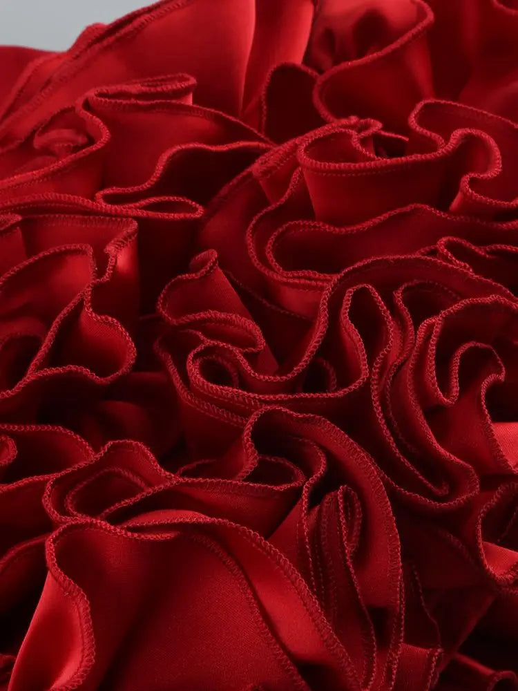 Strapless Corset Bodice Rosette Ruffle Hem Mini Party Dress 6