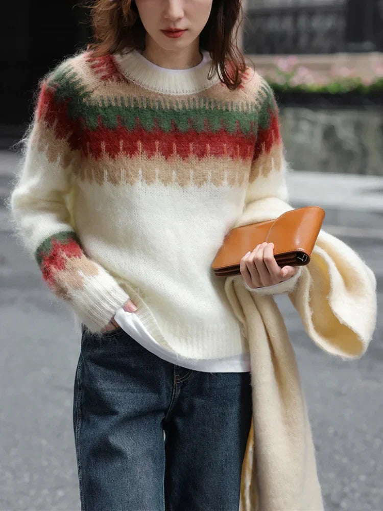Red Thick Retro Lazy Wind Sweater