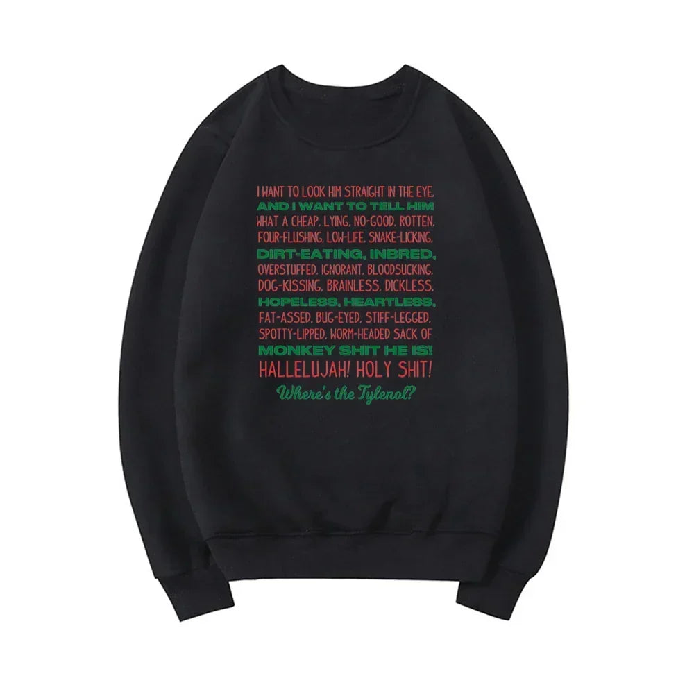 Crew Neck Long Sleeve Holiday Quote Graphic Print Sweatshirt 5