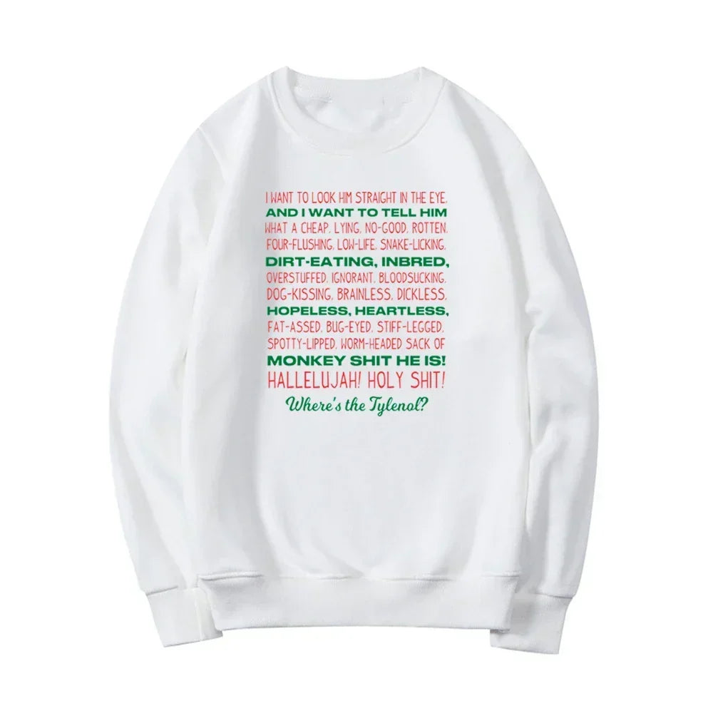 Crew Neck Long Sleeve Holiday Quote Graphic Print Sweatshirt 10