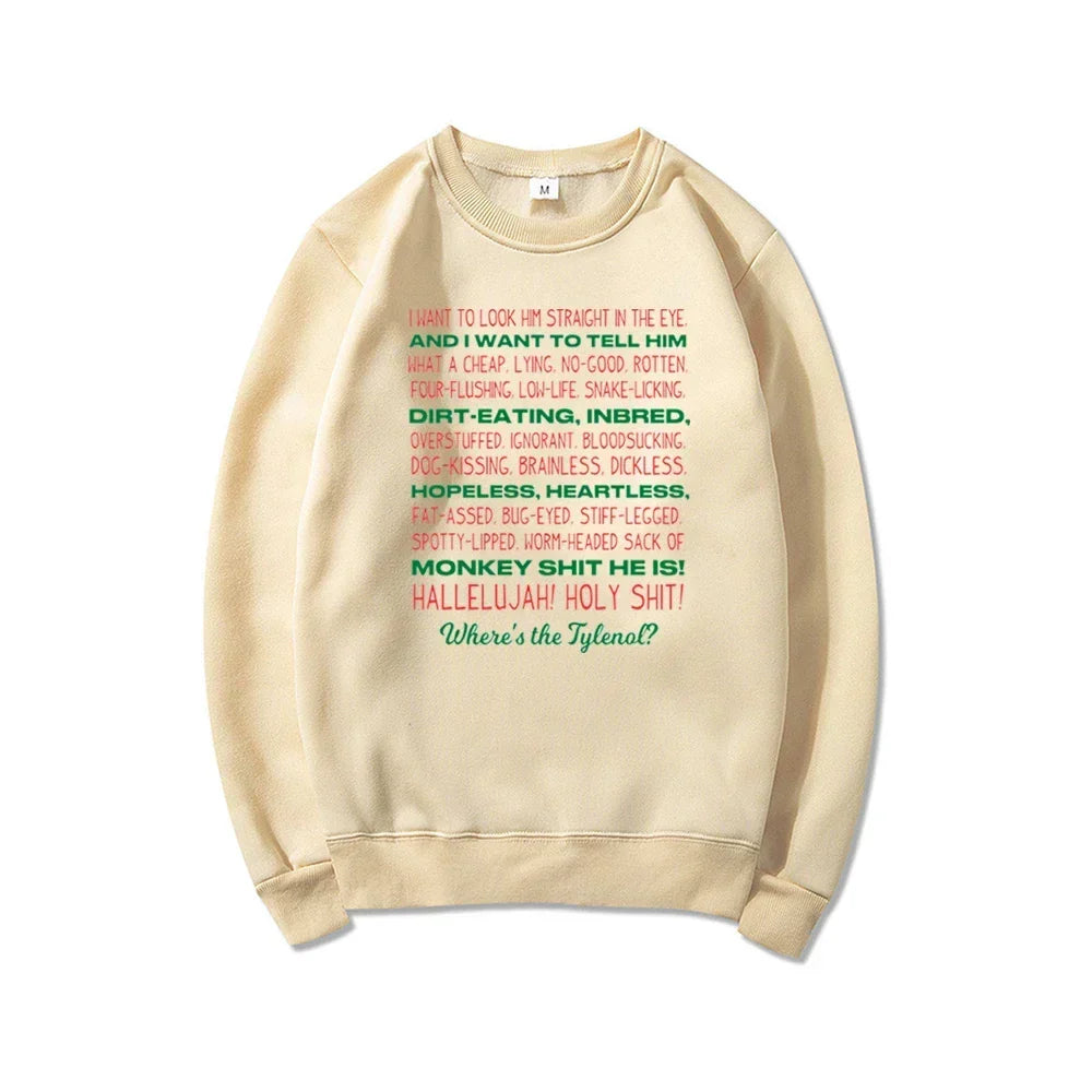 Crew Neck Long Sleeve Holiday Quote Graphic Print Sweatshirt 8