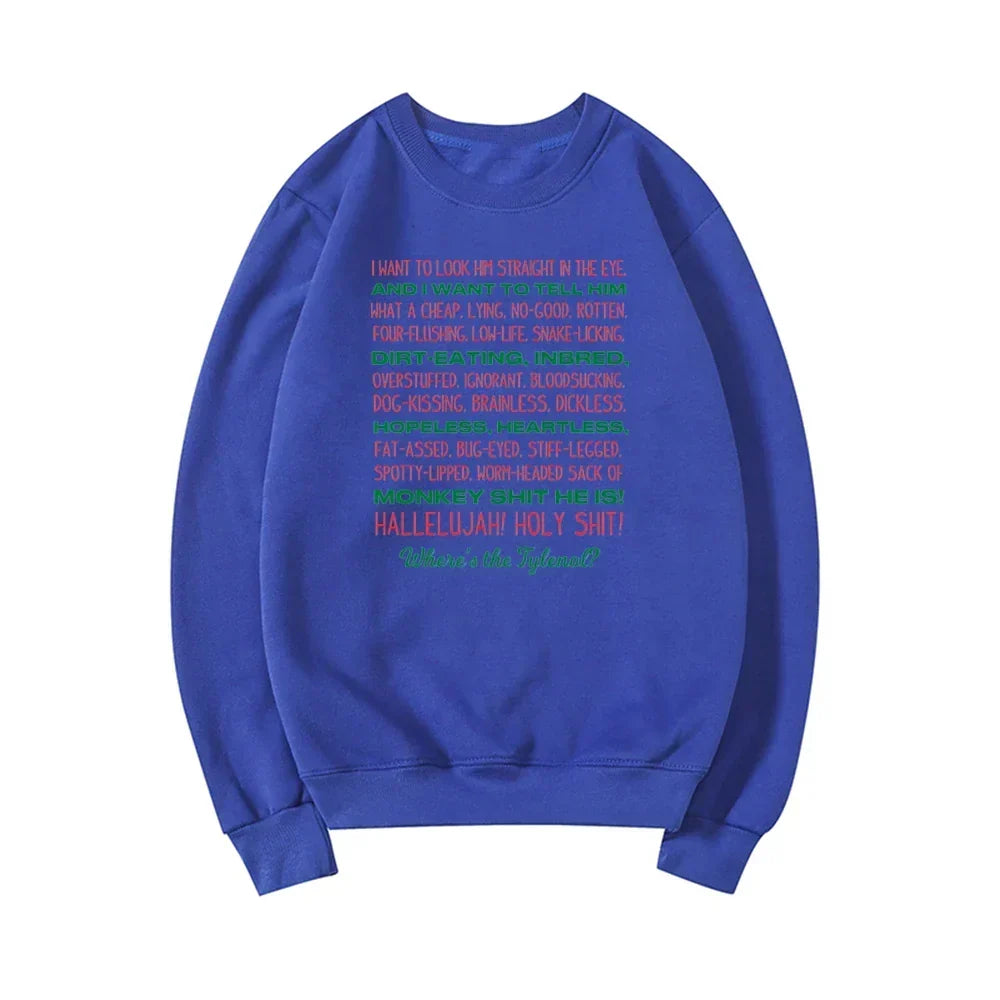 Crew Neck Long Sleeve Holiday Quote Graphic Print Sweatshirt 6