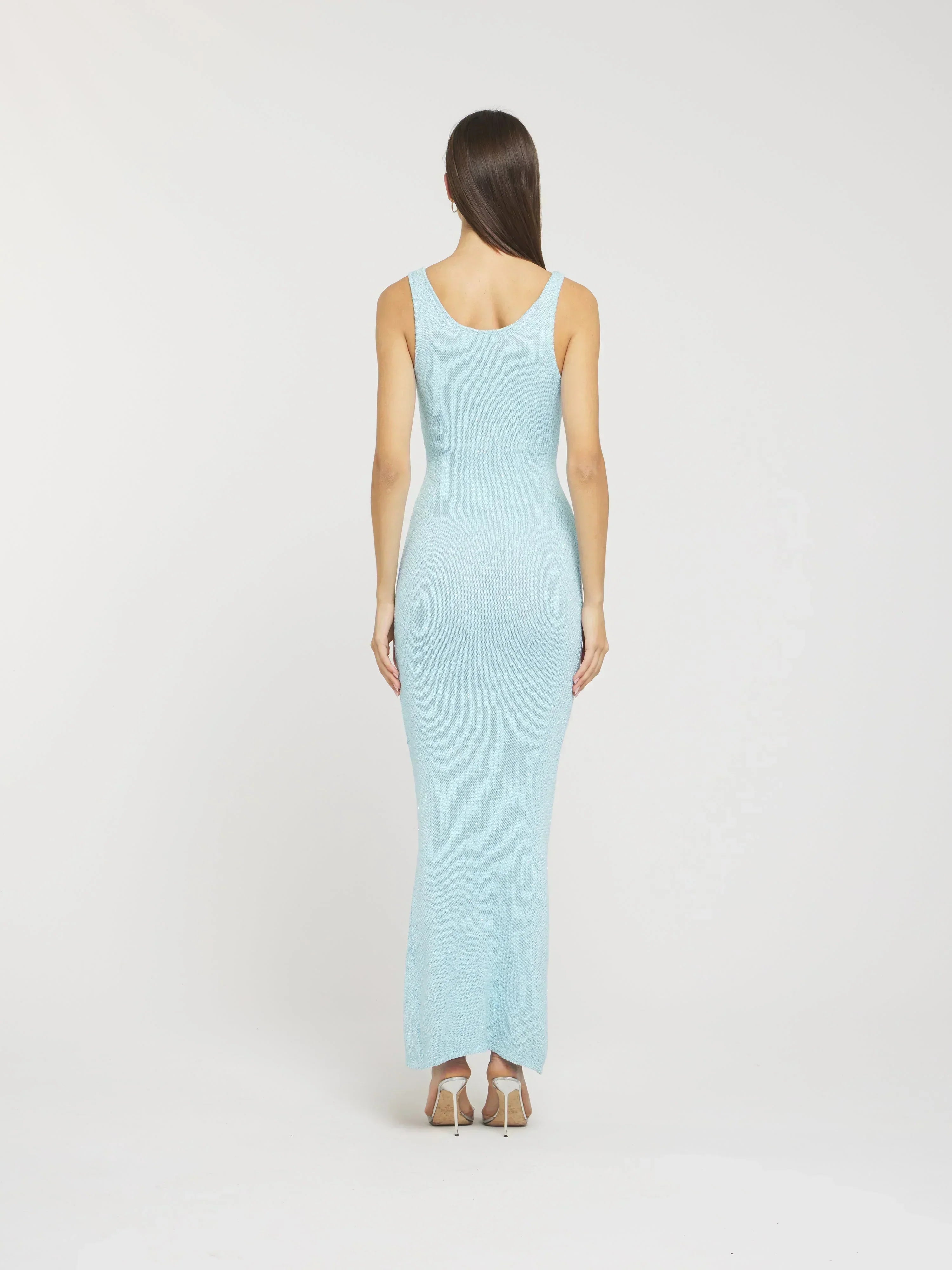 Sequin V-Neck Sleeveless Bodycon Midi Dress