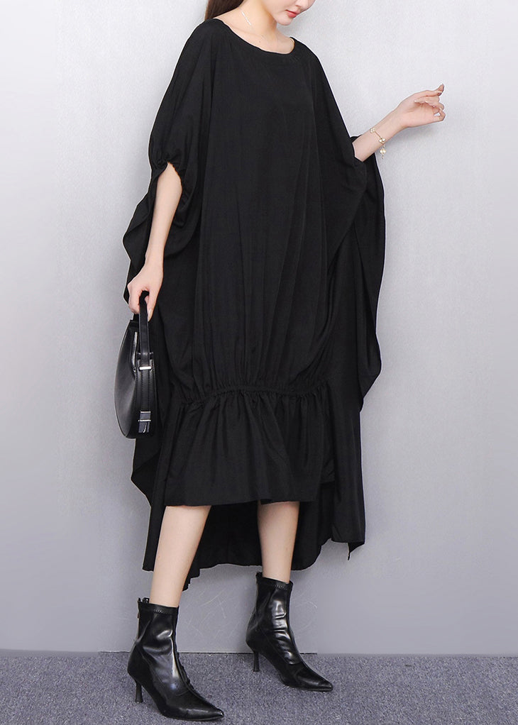 Oversized Batwing Sleeve High Low Ruffle Tier Midi Dress - View 4