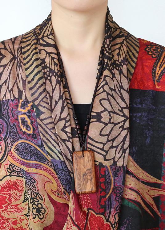 Floral V-Neck Long Sleeve Chiffon Kaftan Maxi Dress