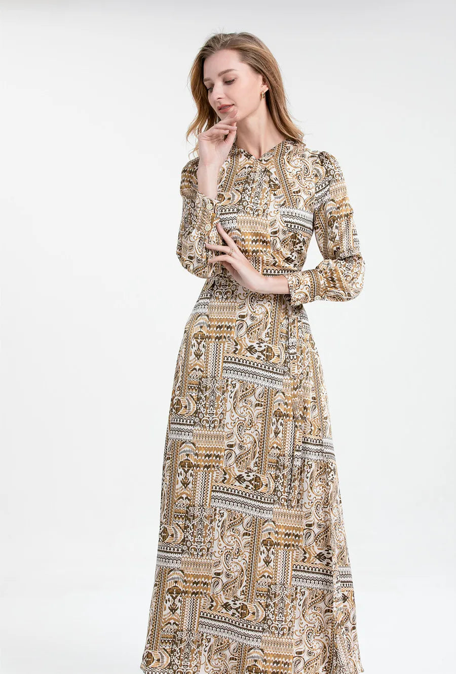 Summer Clearance Sale Printed Acetate Satin Fabric Maxi Dress - View 3