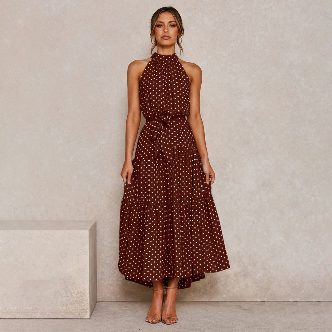 Sara Aesthetic Long Polka Dot Dress Boutique Collection