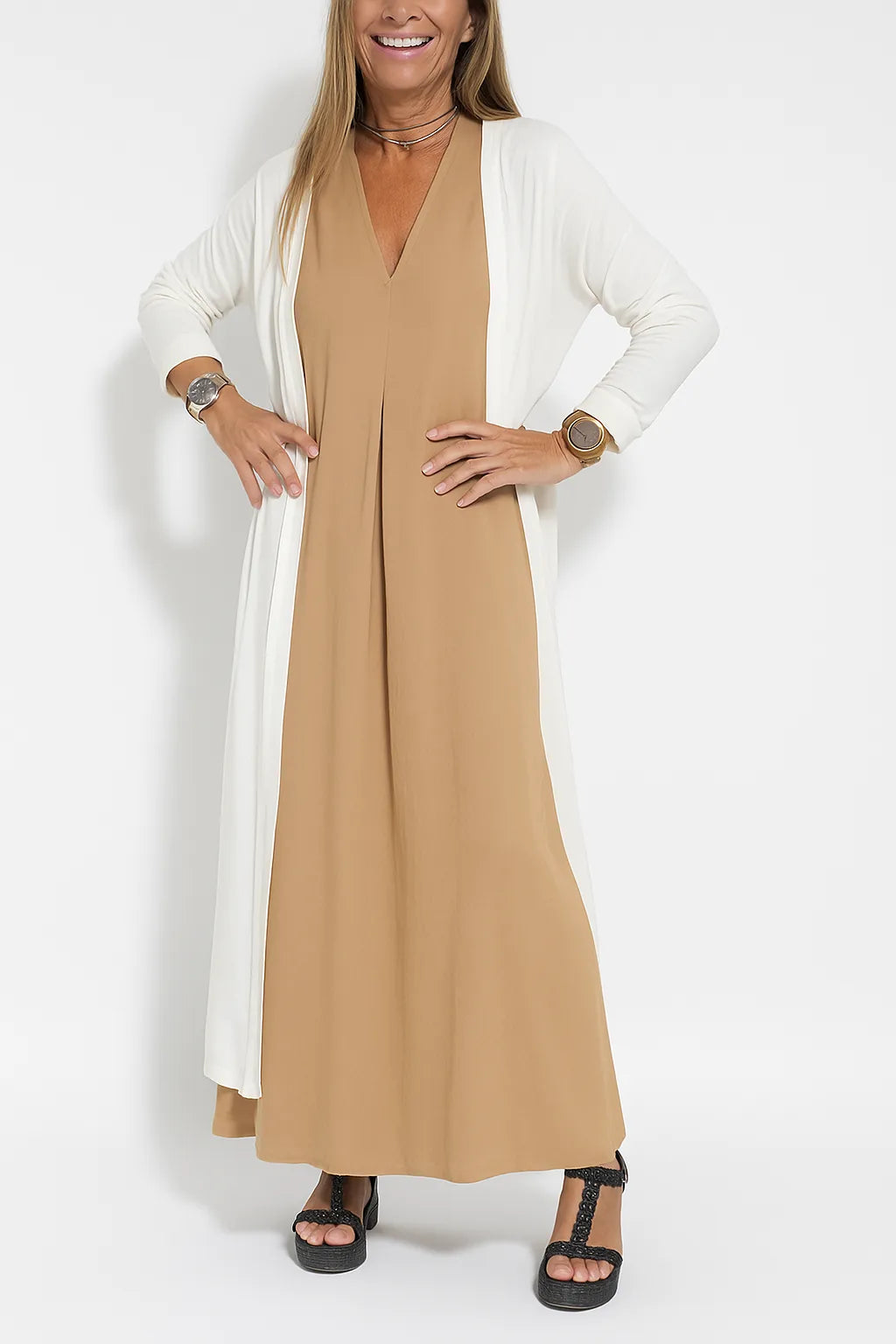 Sleeveless Maxi Dress and Duster Cardigan Two Piece Set 18